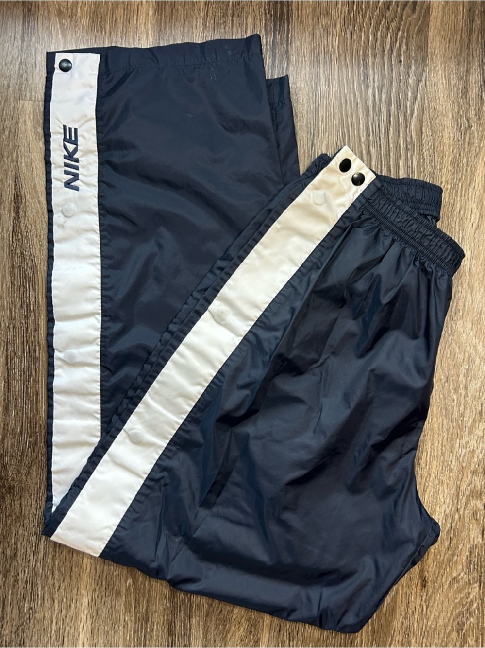 Vintage 90s Nike Black Tearaway Track Pants with White Side Stripe